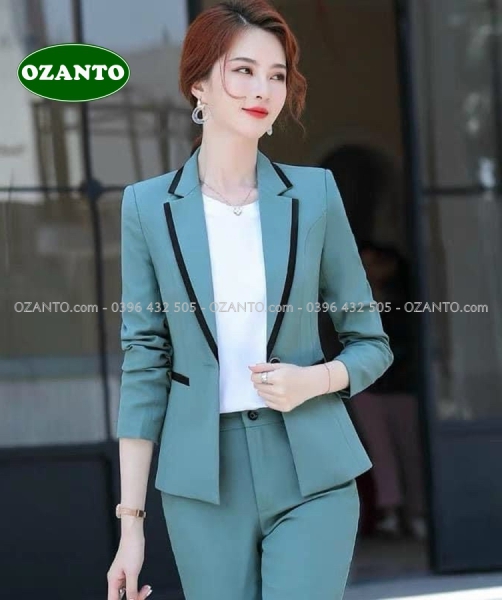 Vest xanh phối viền